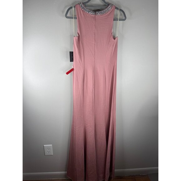 NWT MAC DUGGAL 49093 Embellished Fluted-Hem Maxi Gown Formal Raspberry Pink US 8 - Picture 6 of 6